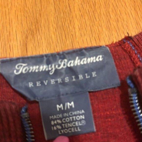 Tommy Bahama Men’s Reversible Flipshore Half Zip Sweater Sz M - Burgandy - Picture 2 of 6